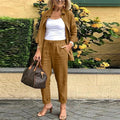 Conjunto Lavine Manga Longa em Linho de Algodão Blusa e Calça / Estilo e Beleza para Seus Dias