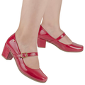 Sapato Feminino Boneca de Dança Salto baixo quadrado Bloco Confort Scarpin 6484