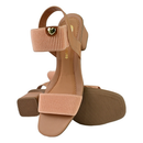 Sandalia feminna confortavel Salto Grosso Bloco Quadrado Elástico promoção